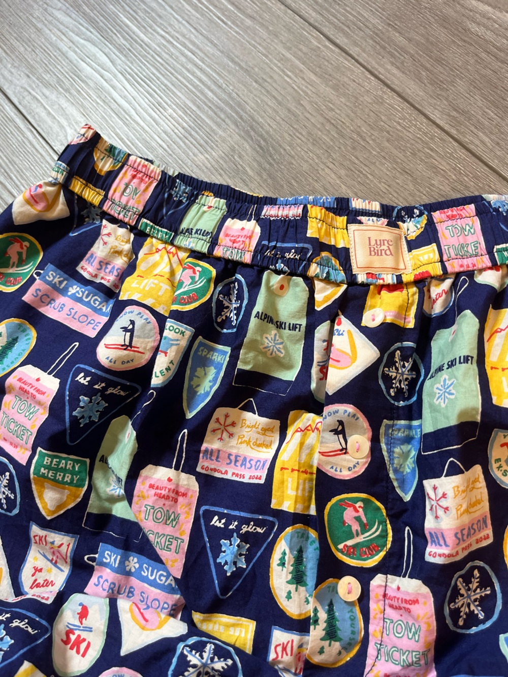 NWT Anthropologie Lyrebird "The Wren" Cotton Boxer Pj Emily Taylor Lift Ski M - Picture 4 of 12